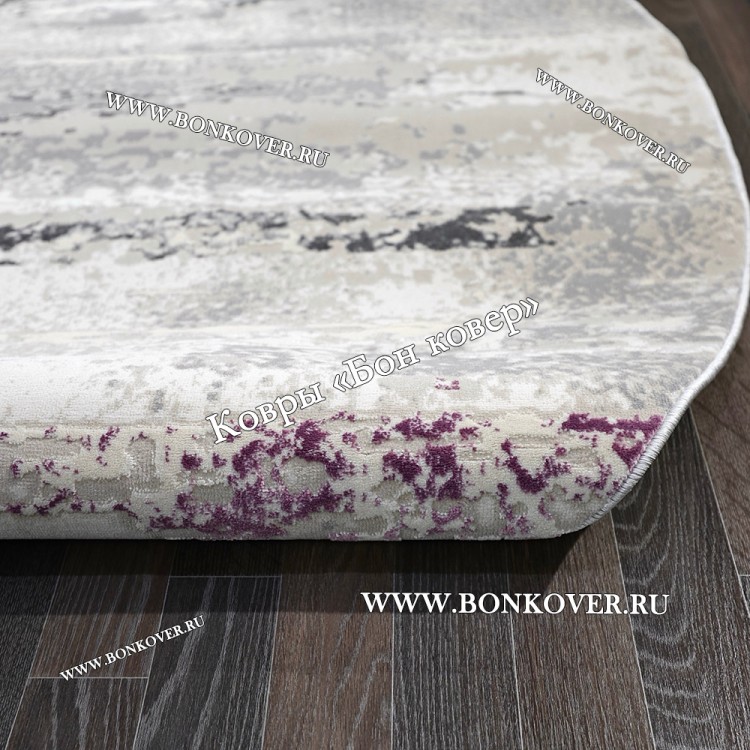 Круглый Ковер Для Гостиной Сиреневый С Серым Дизайн 30451