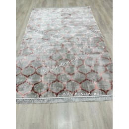 Современный Геометрический  Ковер Дизайн 30667 Серый с Розовым